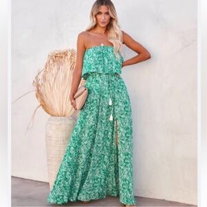 Green VICI Strapless Maxi Dress
